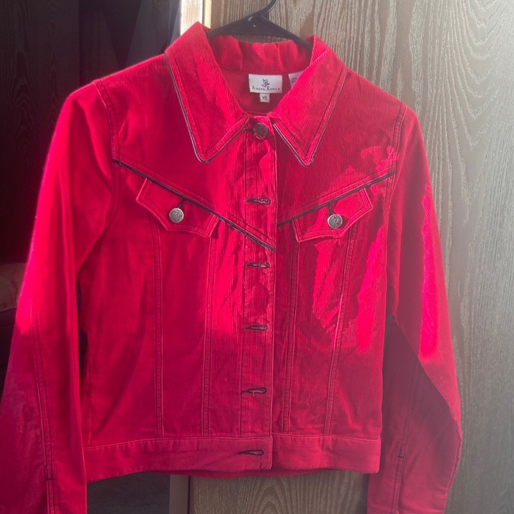 Red corduroy long sleeve top